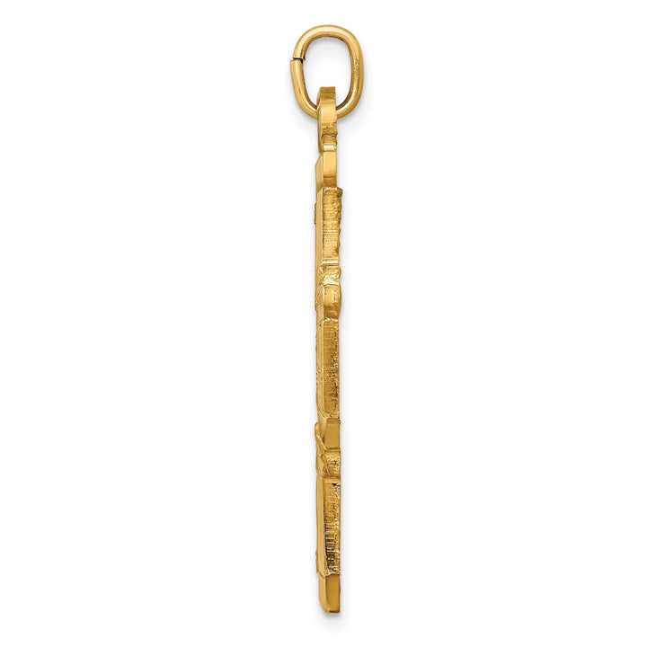 14K Yellow Gold Polished Satin Solid Large 4-Way Medal Pendant
