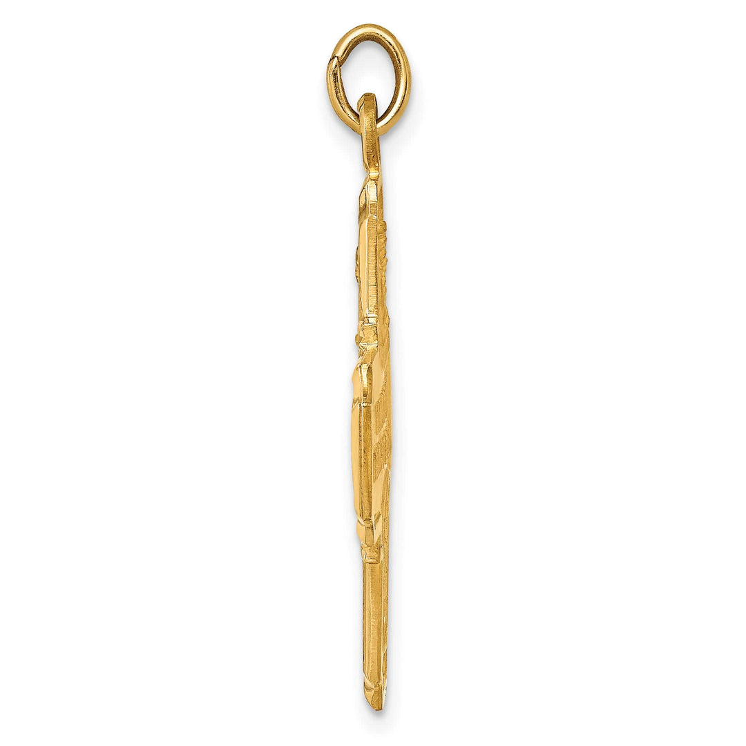14K Yellow Gold Polished Satin Solid Medium 4-Way Medal Pendant
