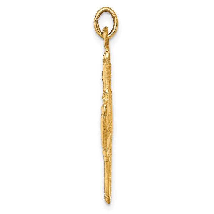 14K Yellow Gold Polished Satin Solid Medium 4-Way Medal Pendant