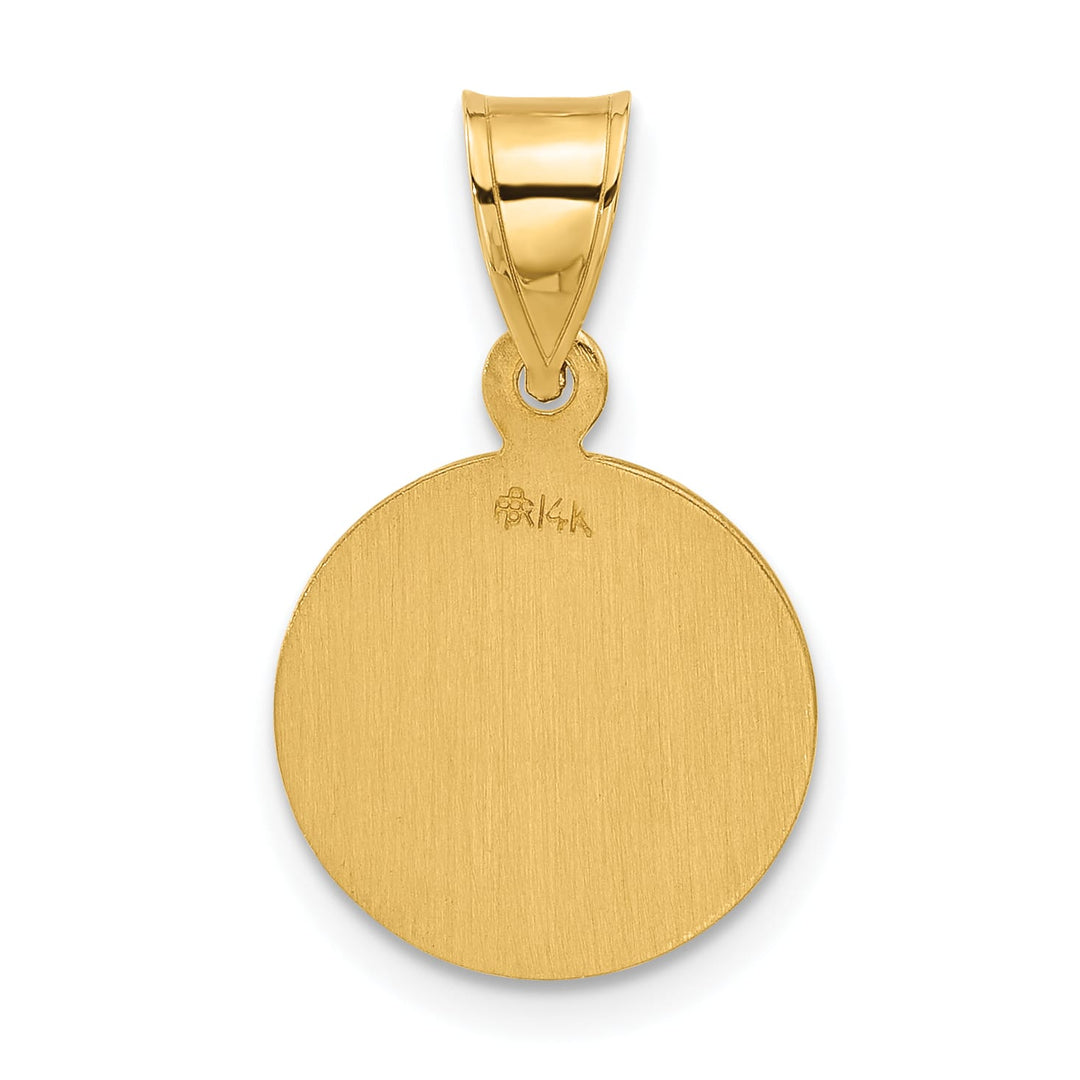 14K Yellow Gold Polished Satin Solid Our Guardian Angel Medal Pendant