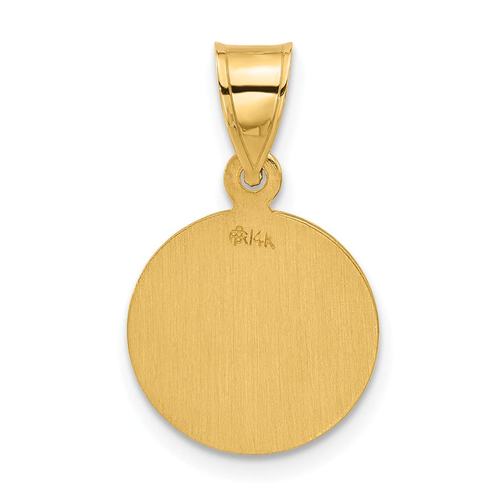 14K Yellow Gold Polished Satin Solid Our Guardian Angel Medal Pendant