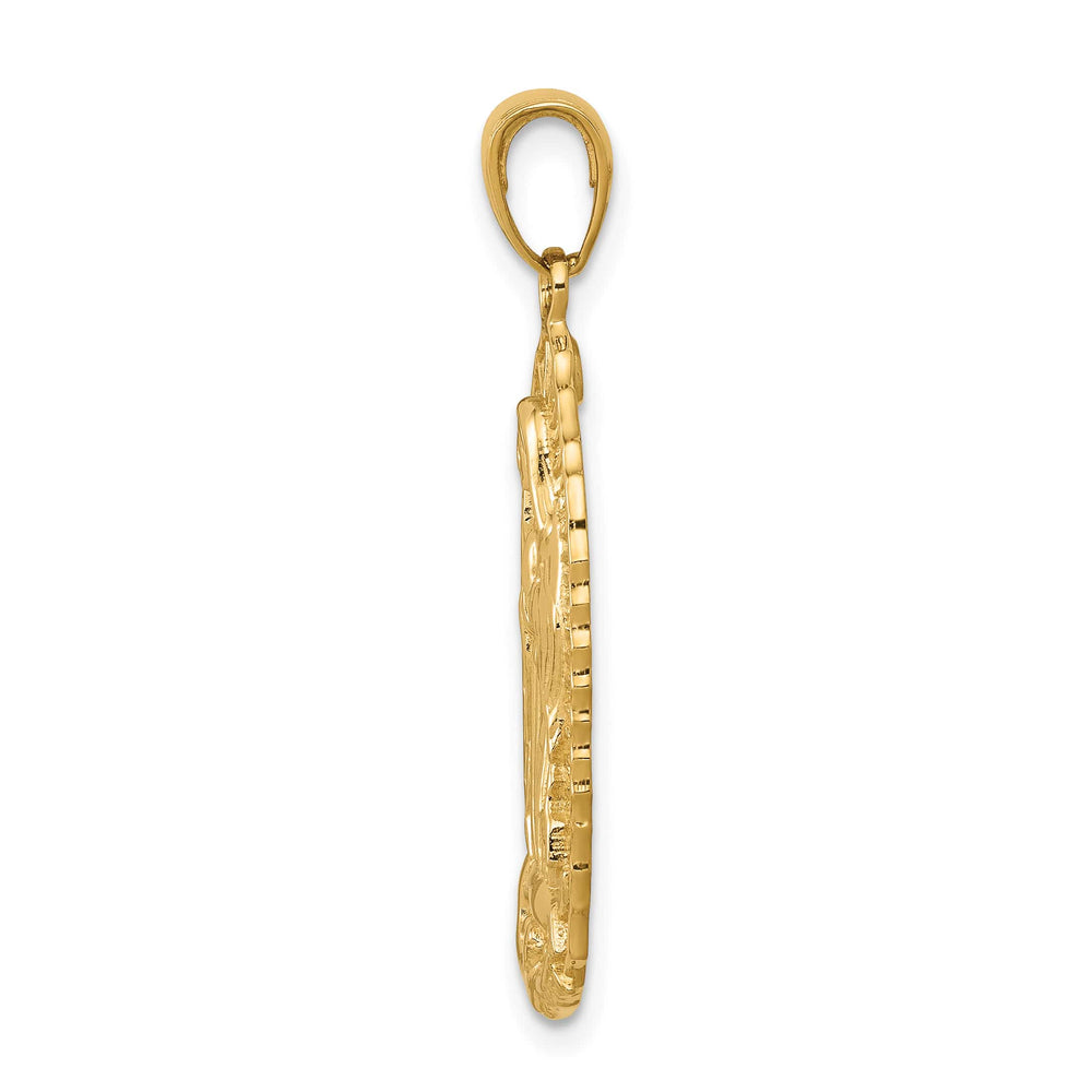 14K Yellow Gold Polished Satin Solid Our Lady of Guadalupe Pendant