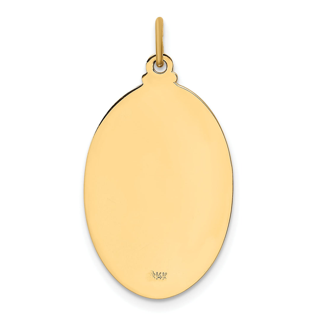 14K Yellow Gold Polished Satin Solid Oval St. Joseph Medal Pendant