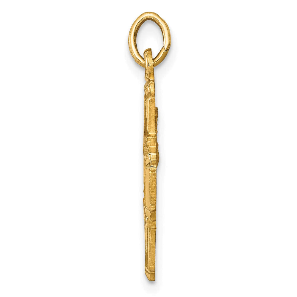 14K Yellow Gold Polished Satin Solid Small 4-Way Medal Pendant
