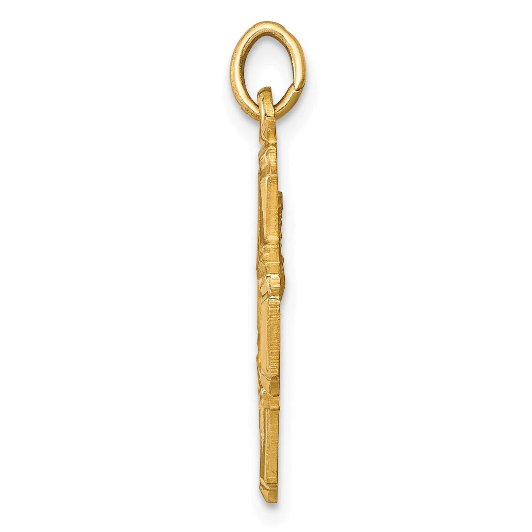 14K Yellow Gold Polished Satin Solid Small 4-Way Medal Pendant
