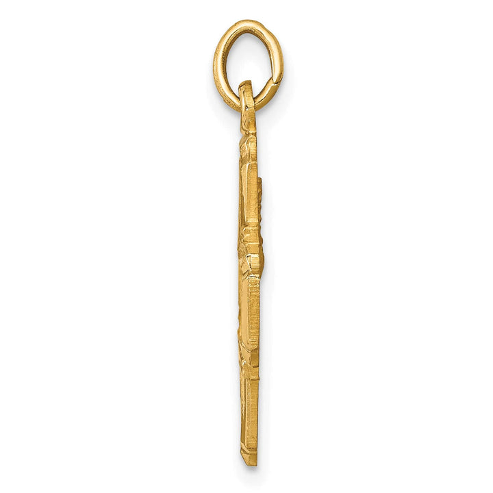 14K Yellow Gold Polished Satin Solid Small 4-Way Medal Pendant