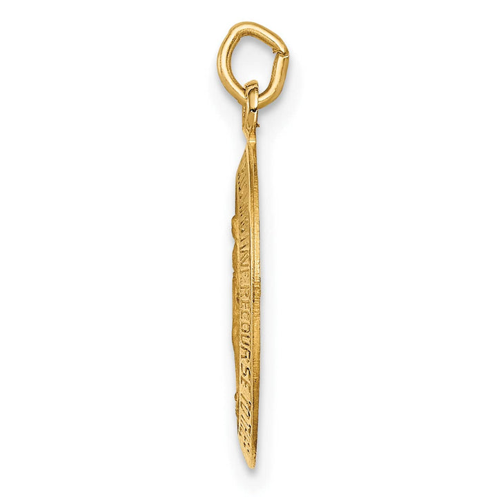 14K Yellow Gold Polished Satin Solid Small Miraculous Medal Oval Charm