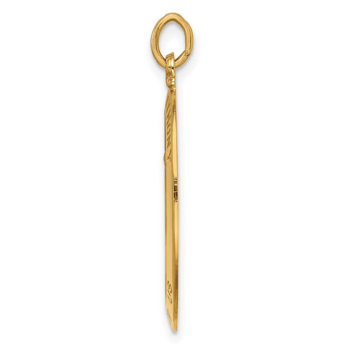 14K Yellow Gold Polished Satin Solid St. Anthony Medal Oval Pendant