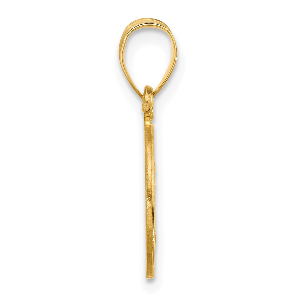 14K Yellow Gold Polished Satin Solid St Joseph Medal Round Pendant