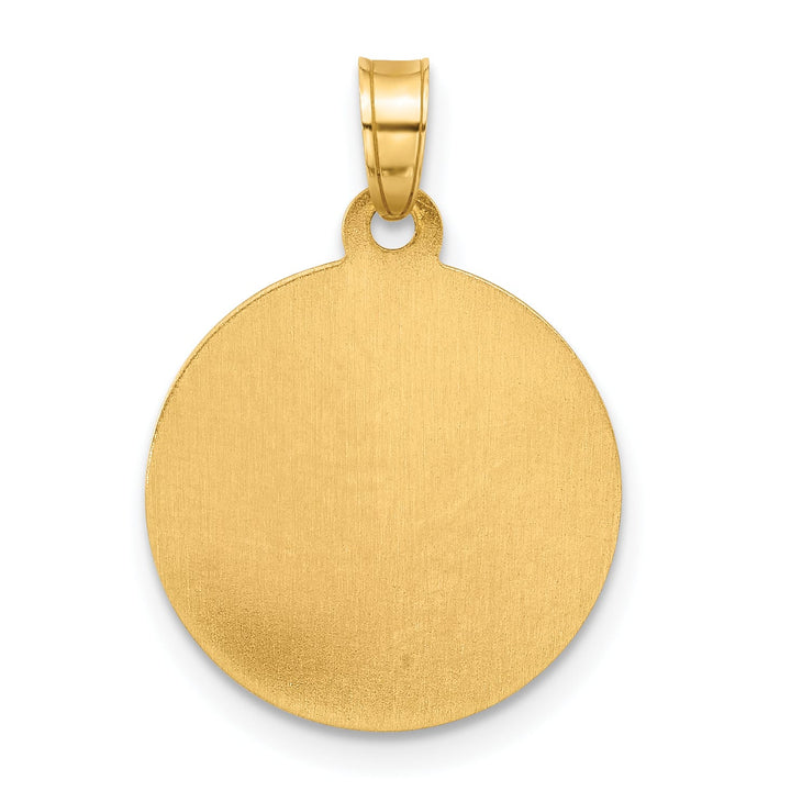 14K Yellow Gold Polished Satin St. Christopher Medal Round Pendant