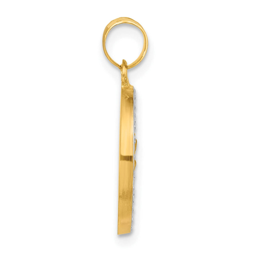 14K Yellow Gold Polished Satin St. Christopher Medal Round Pendant