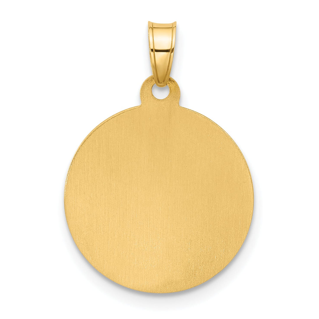 14K Yellow Gold Polished Satin St. Christopher Medal Round Pendant