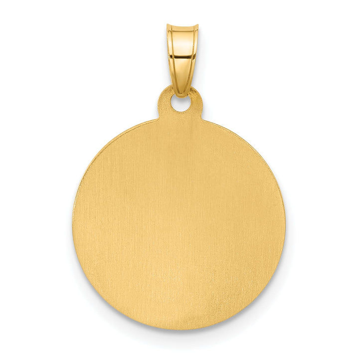 14K Yellow Gold Polished Satin St. Christopher Medal Round Pendant