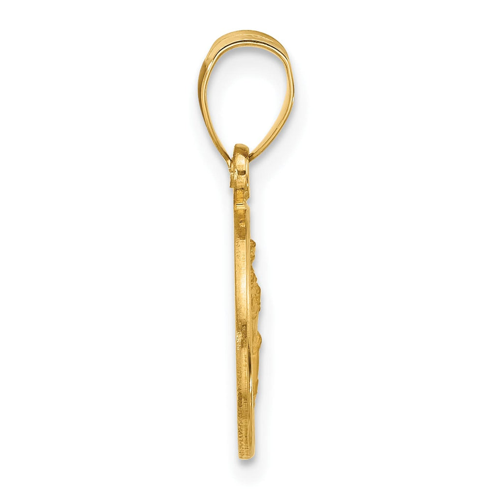 14K Yellow Gold Polished Satin St. Christopher Medal Round Pendant