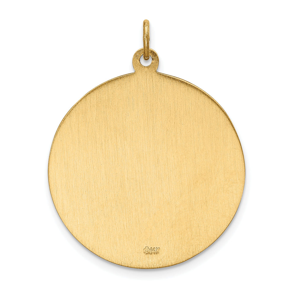 14K Yellow Gold Polished Satin St. Christopher Medal Round Pendant