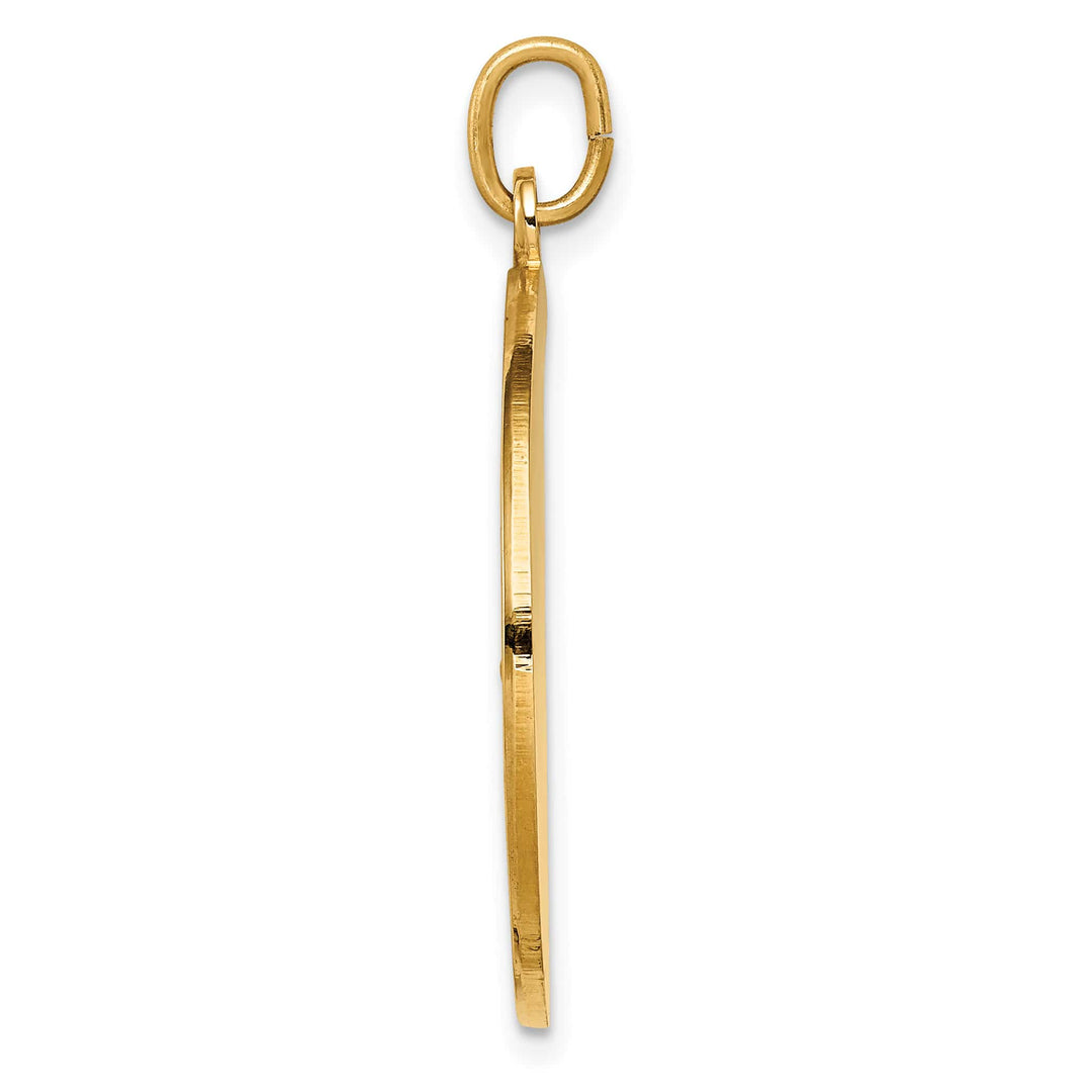 14K Yellow Gold Polished Satin St. Christopher Medal Round Pendant