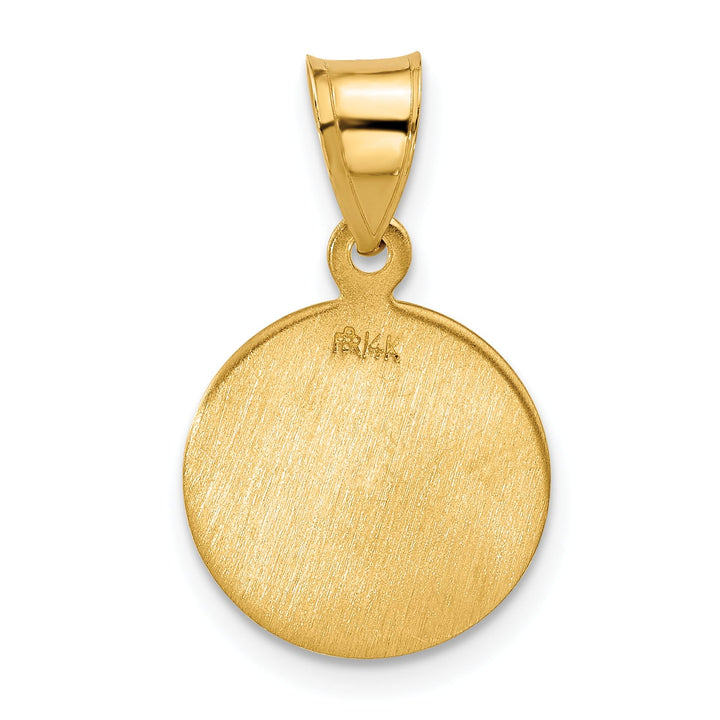 14K Yellow Gold Polished Satin St Jude Thaddeus Medal Round Charm
