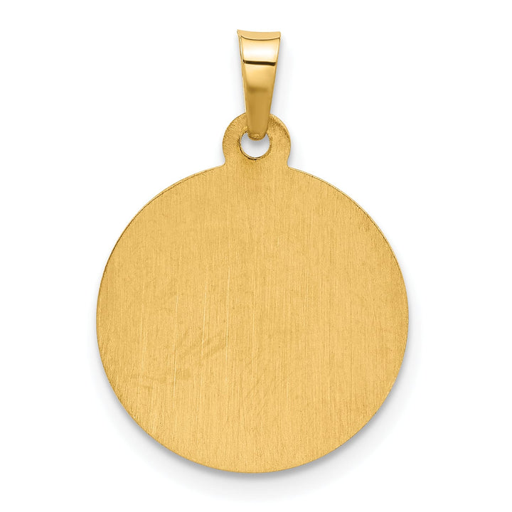 14K Yellow Gold Polished Satin St. Jude Thaddeus Medal Round Charm