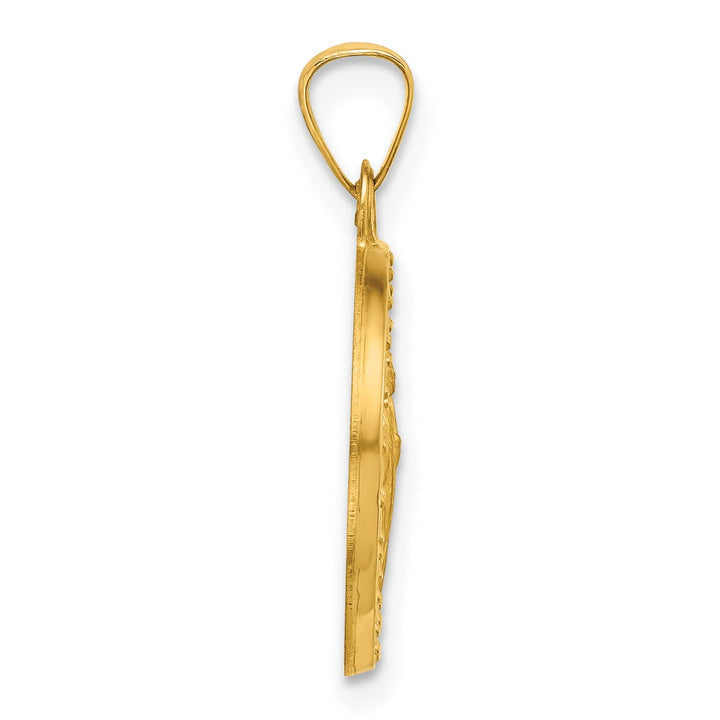 14K Yellow Gold Polished Satin St. Jude Thaddeus Medal Round Charm