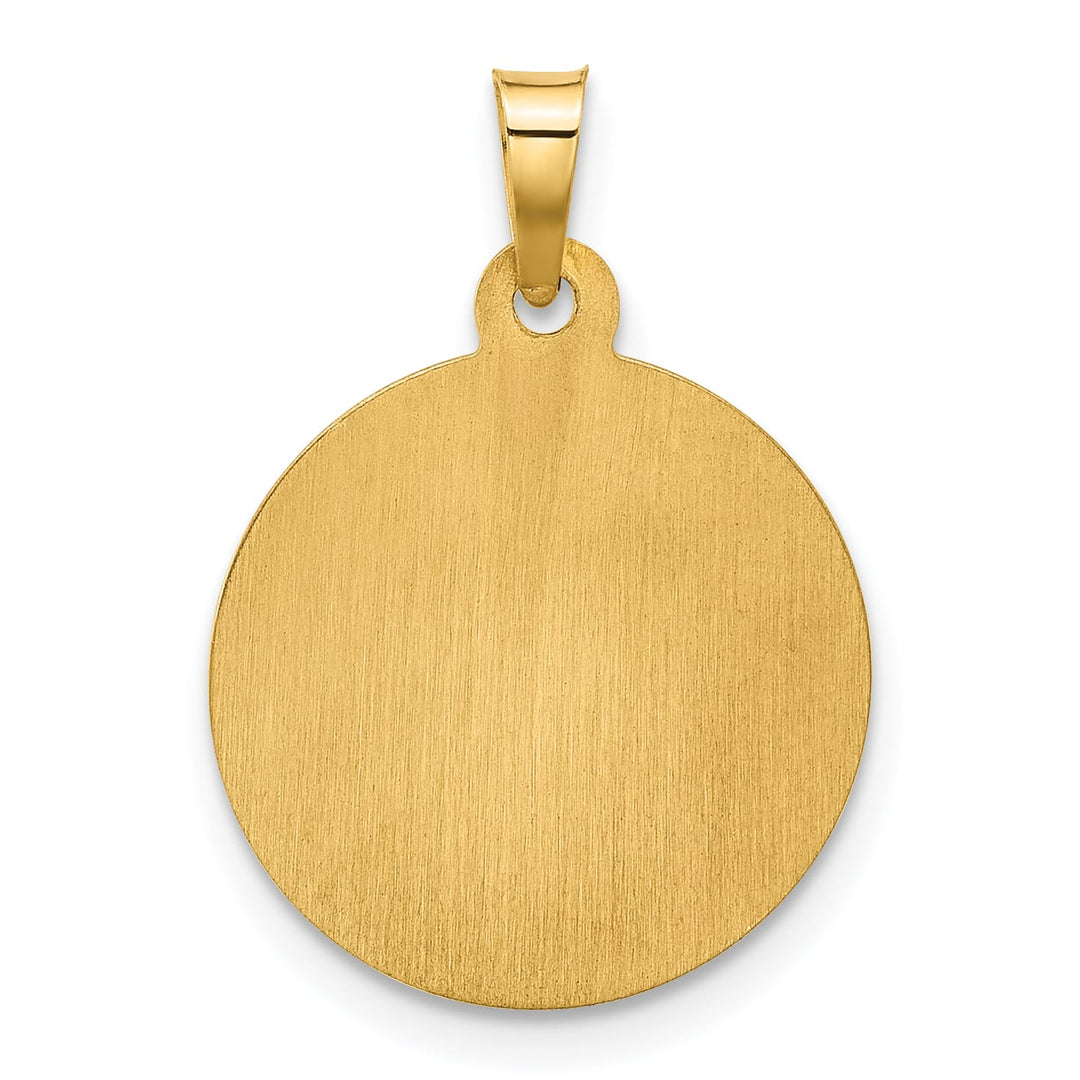 14K Yellow Gold Polished Satin St. Jude Thaddeus Medal Round Charm