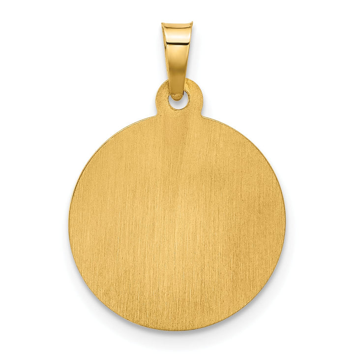14K Yellow Gold Polished Satin St. Jude Thaddeus Medal Round Charm