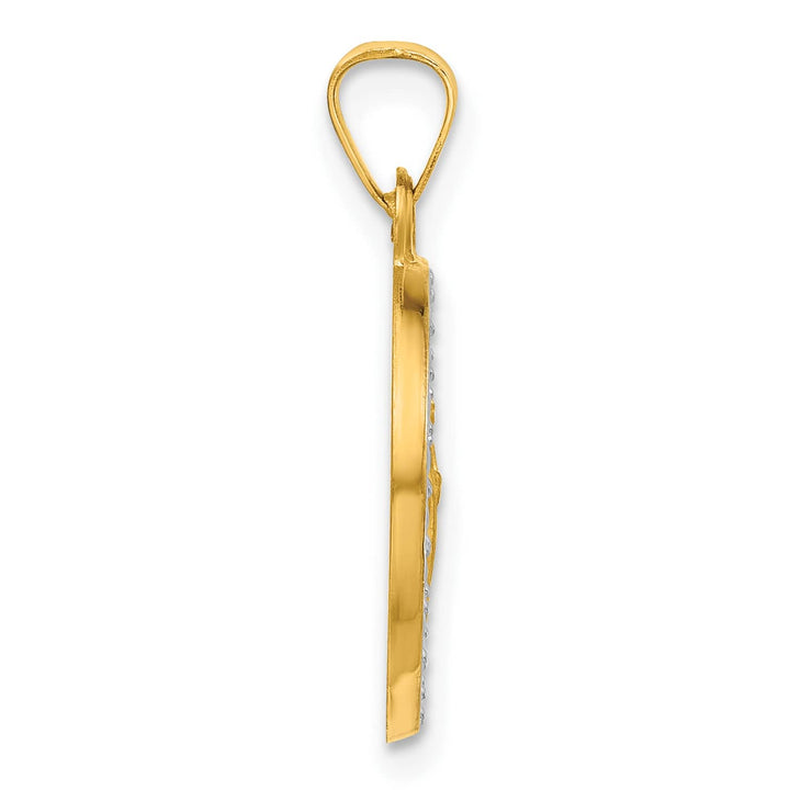 14K Yellow Gold Polished Satin St. Jude Thaddeus Medal Round Charm