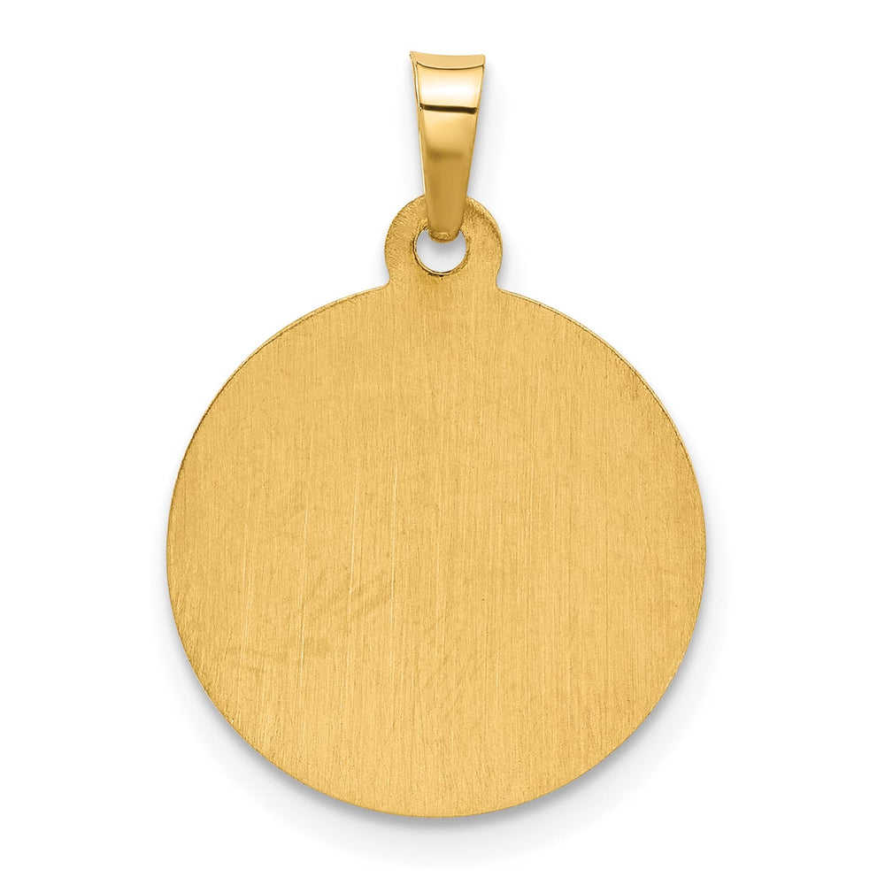 14K Yellow Gold Polished Satin St. Jude Thaddeus Medal Round Charm