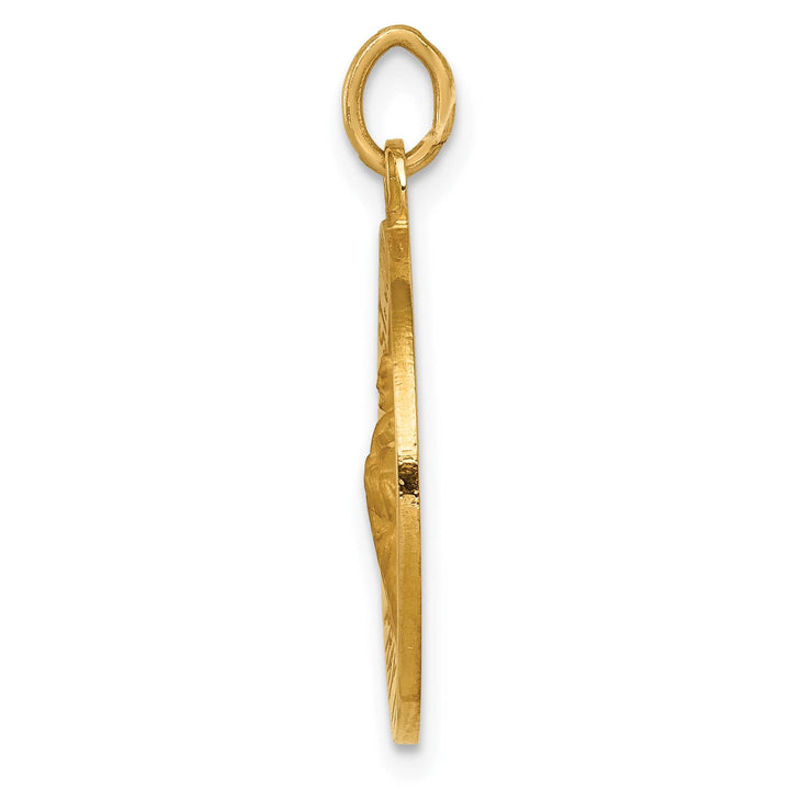 14K Yellow Gold Polished Satin St. Jude Thaddeus Medal Round Pendant