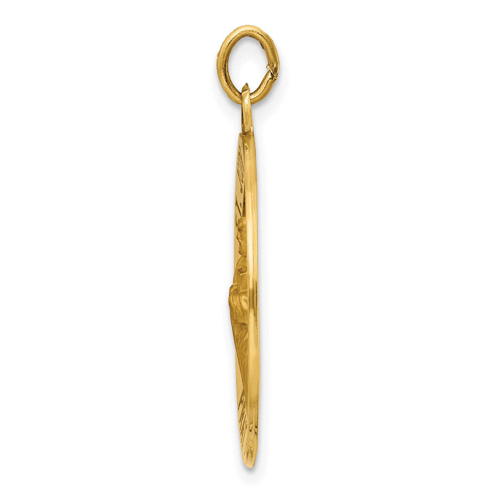 14K Yellow Gold Polished Satin St. Jude Thaddeus Medal Round Pendant