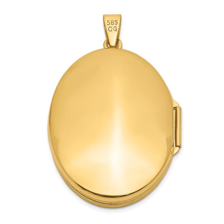 14K Yellow Gold Polished Scroll Border 31mm Oval Locket