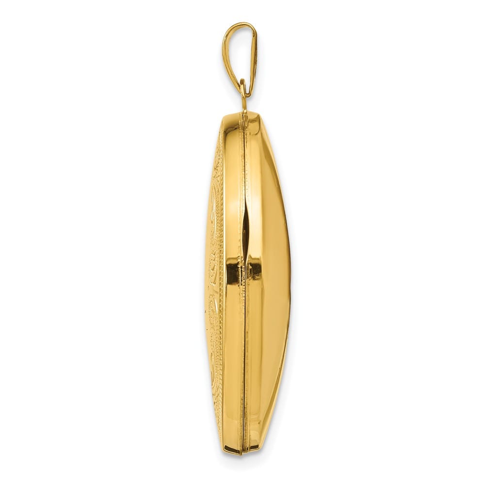14K Yellow Gold Polished Scroll Border 31mm Oval Locket