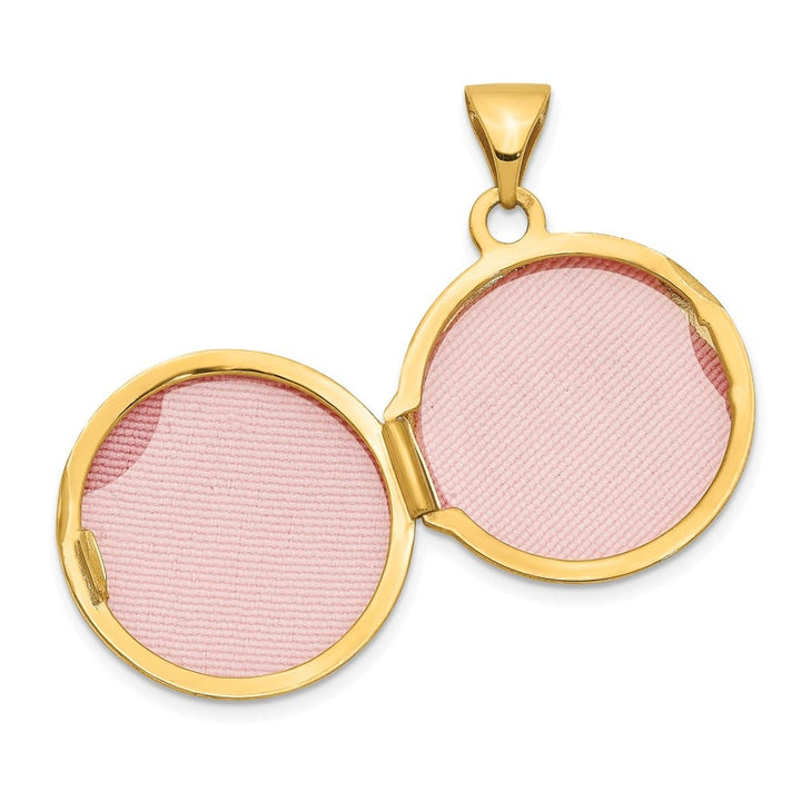 14K Yellow Gold Polished Scroll Design 16mm Round Locket