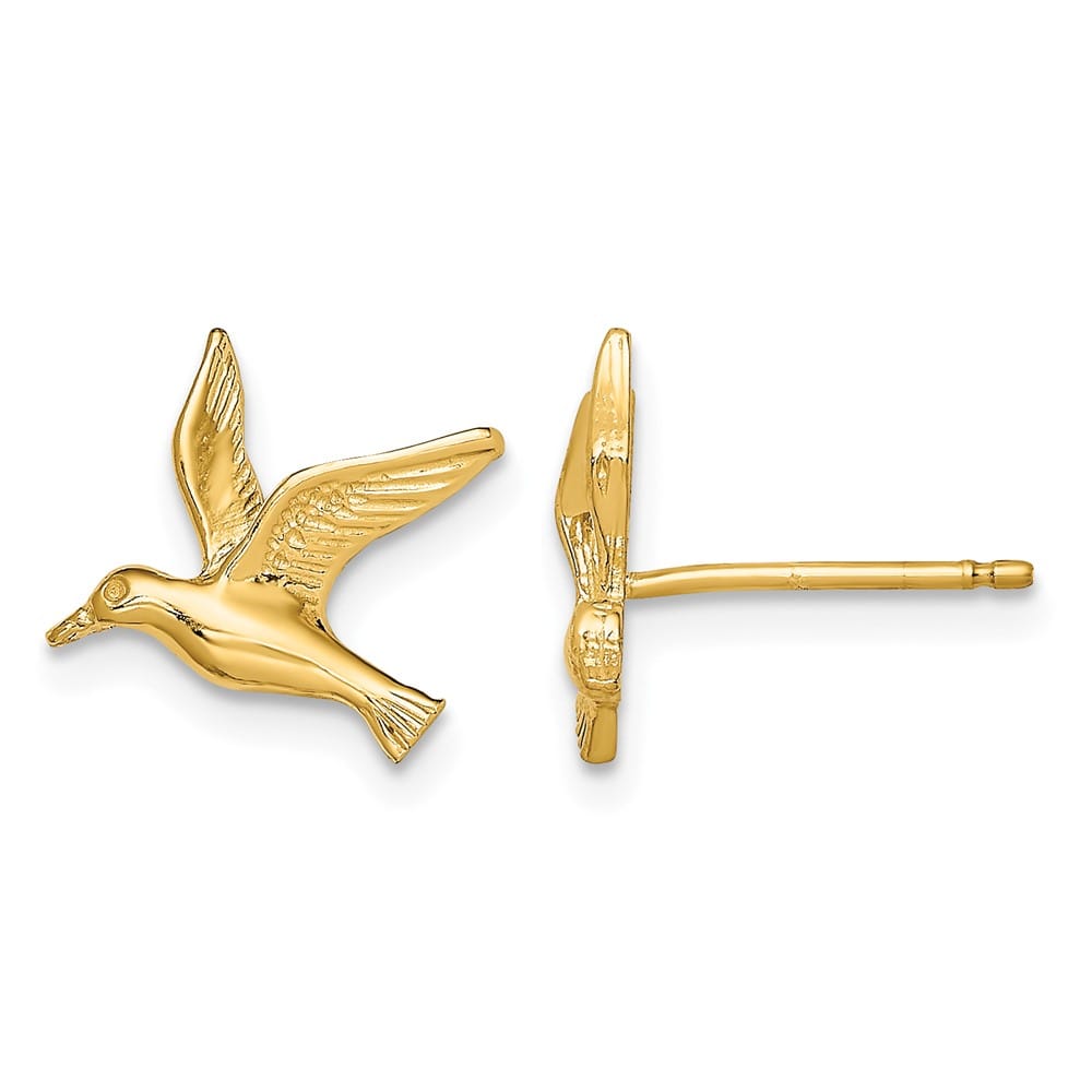 14K Yellow Gold Polished Seagull Post Earrings, view 1 of 4