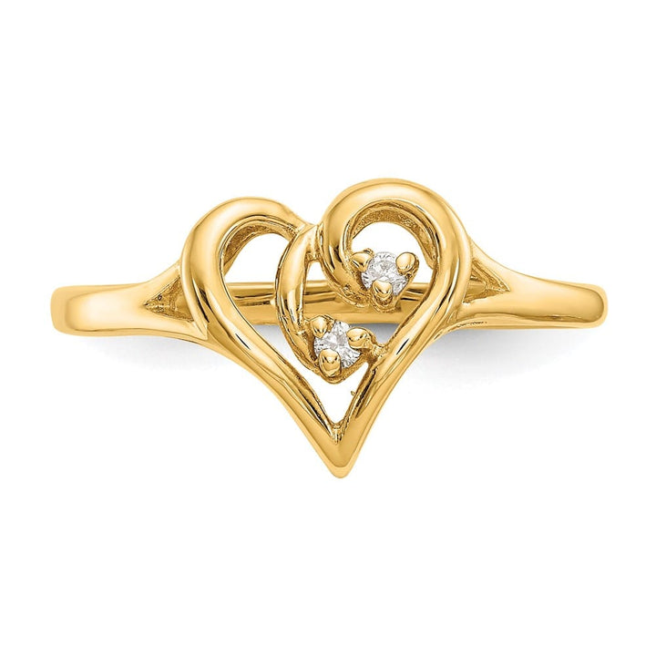14k Yellow Gold Polished SI2/SI3 Diamond Swirled Heart Ring