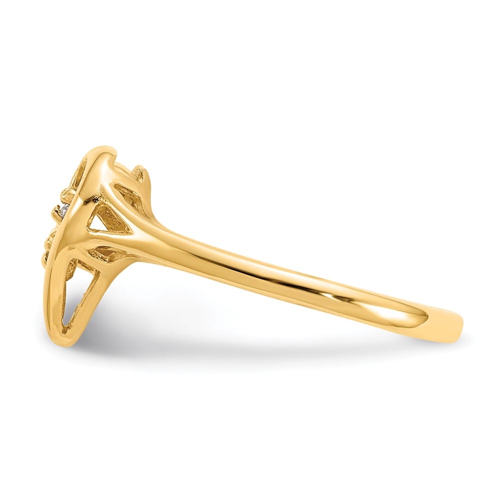 14k Yellow Gold Polished SI2/SI3 Diamond Swirled Heart Ring