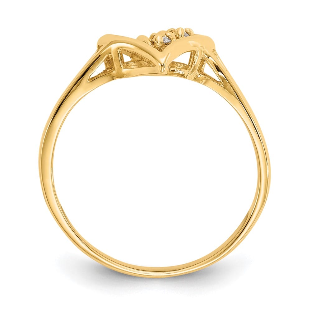 14k Yellow Gold Polished SI2/SI3 Diamond Swirled Heart Ring