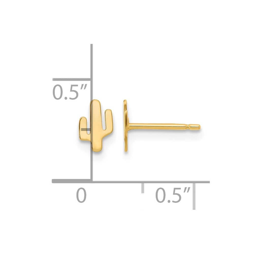 14K Yellow Gold Polished Small Cactus Post 6.4 x 4.25 mm Earrings, view 4 of 4