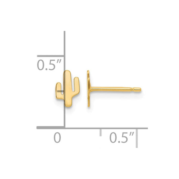 14K Yellow Gold Polished Small Cactus Post 6.4 x 4.25 mm Earrings, view 4 of 4