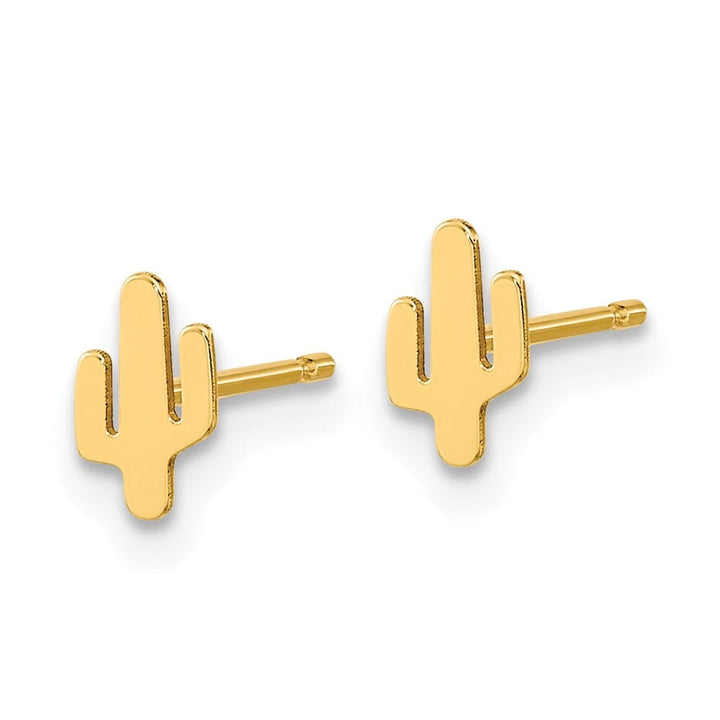 14K Yellow Gold Polished Small Cactus Post 6.4 x 4.25 mm Earrings, view 2 of 4