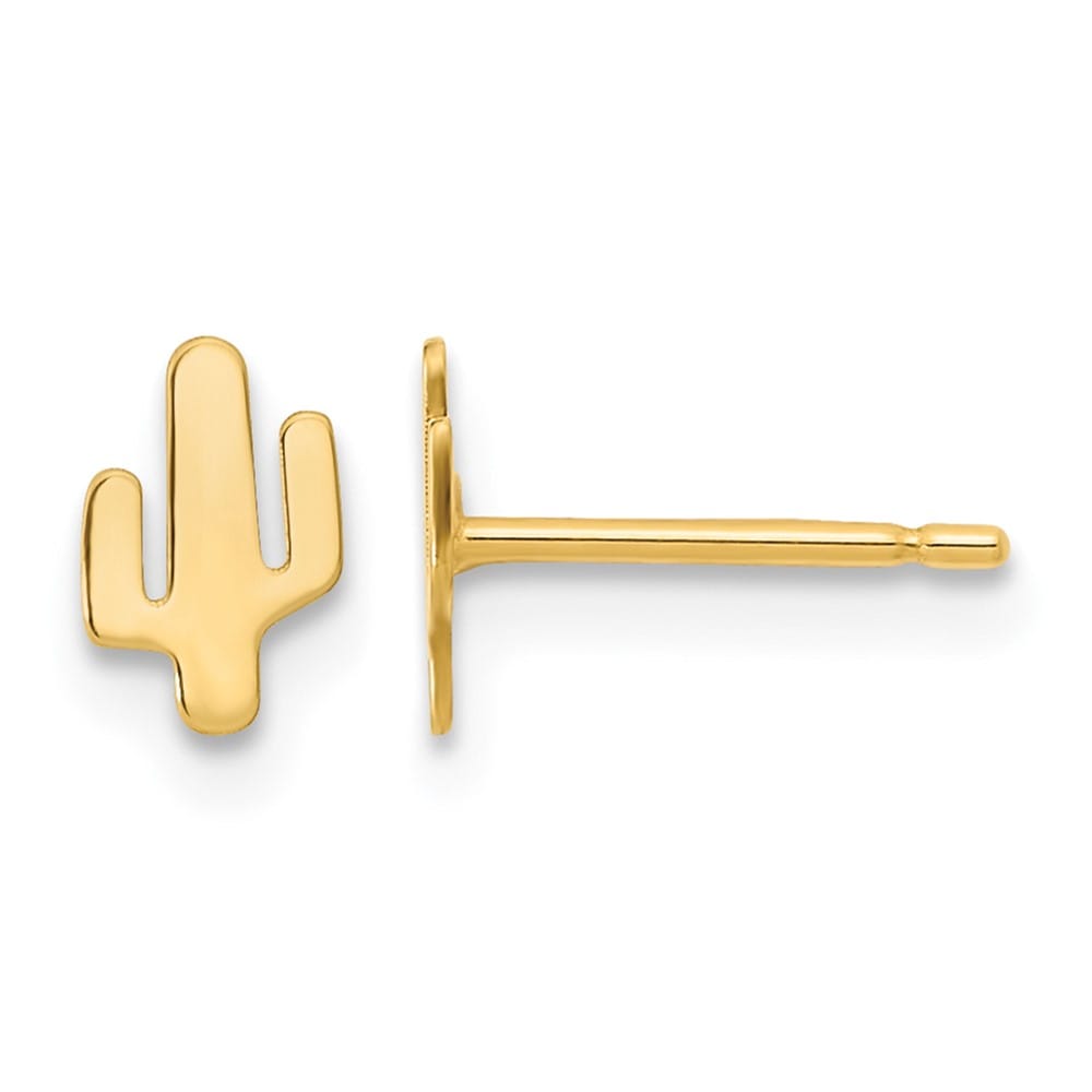 14K Yellow Gold Polished Small Cactus Post 6.4 x 4.25 mm Earrings, view 1 of 4