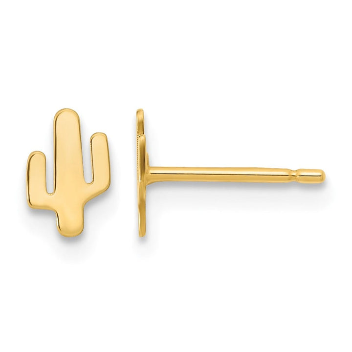14K Yellow Gold Polished Small Cactus Post 6.4 x 4.25 mm Earrings, view 1 of 4