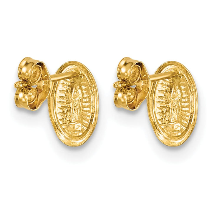 14K Yellow Gold Polished Small Our Lady of Guadalupe Post Earrings
