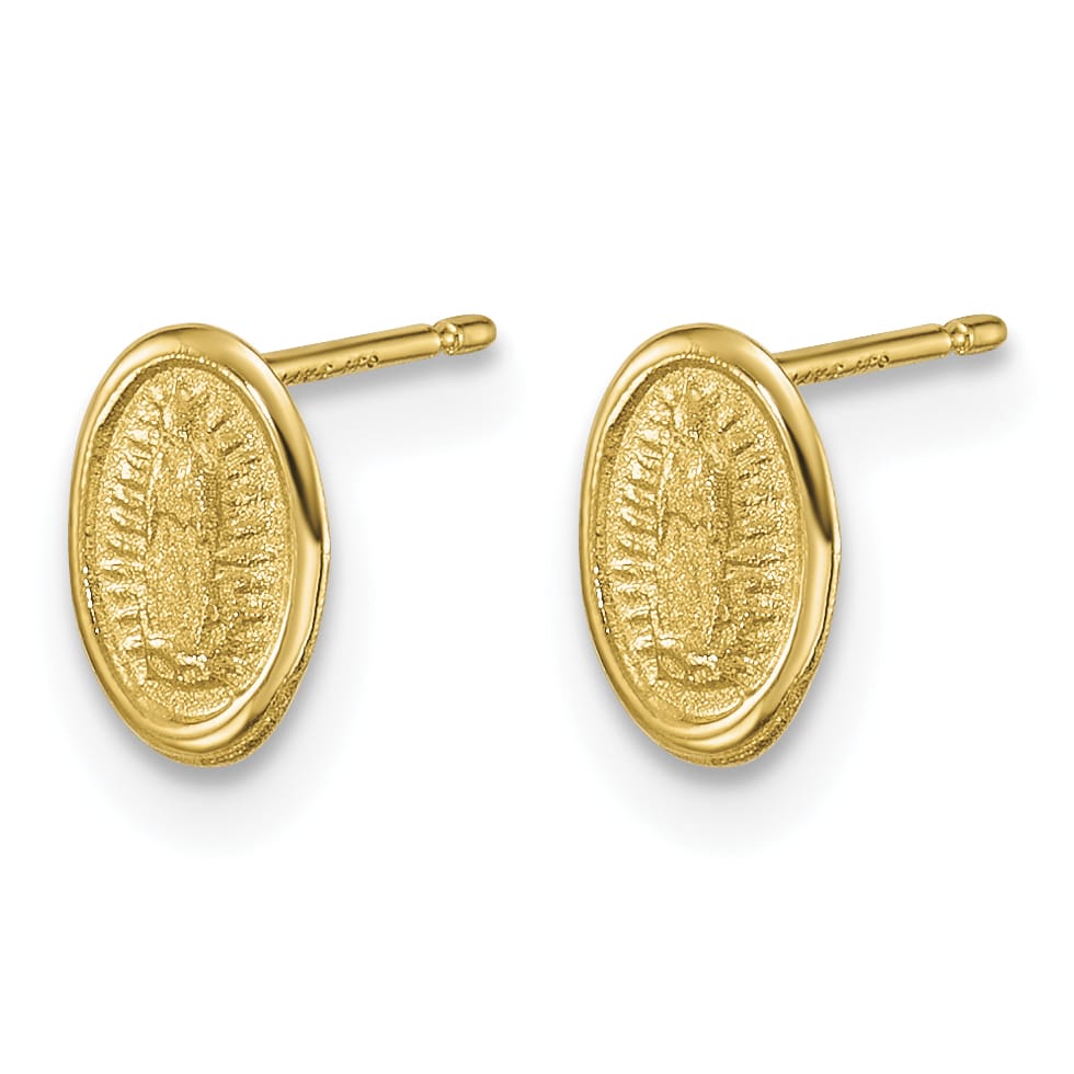 14K Yellow Gold Polished Small Our Lady of Guadalupe Post Earrings