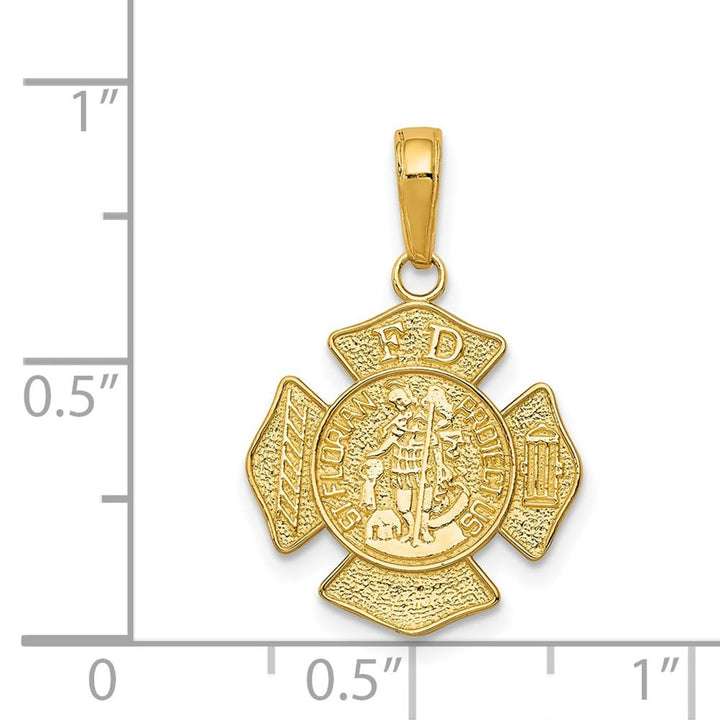 14K Yellow Gold Polished Small Solid St. Florian F.D. Badge Pendant