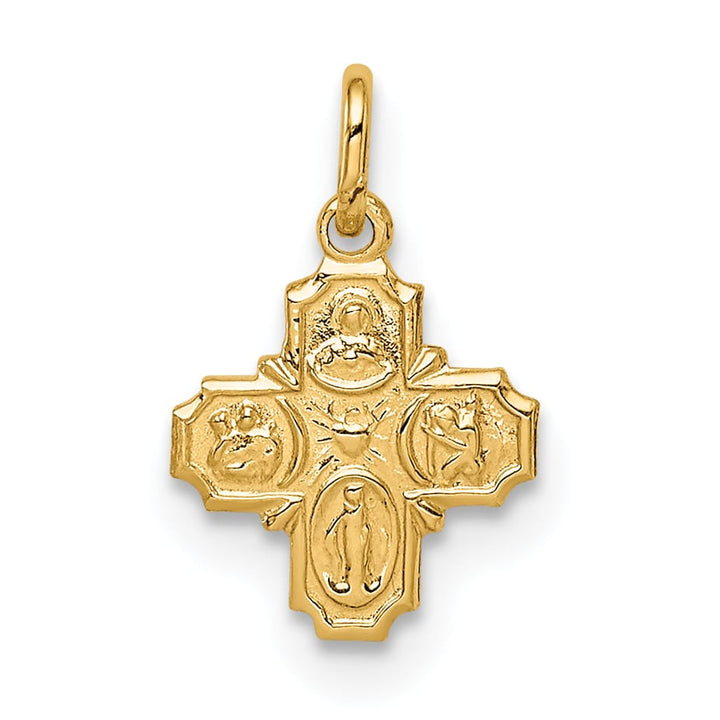 14K Yellow Gold Polished Solid Tiny 4-Way Medal Charm