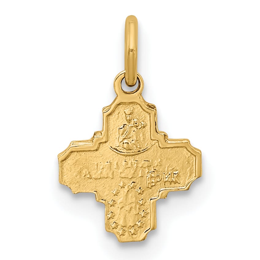 14K Yellow Gold Polished Solid Tiny 4-Way Medal Charm