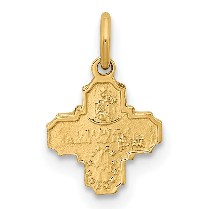 14K Yellow Gold Polished Solid Tiny 4-Way Medal Charm