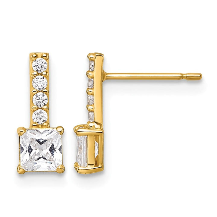 14K Yellow Gold Polished Square CZ Post Earrings, view 1 of 3