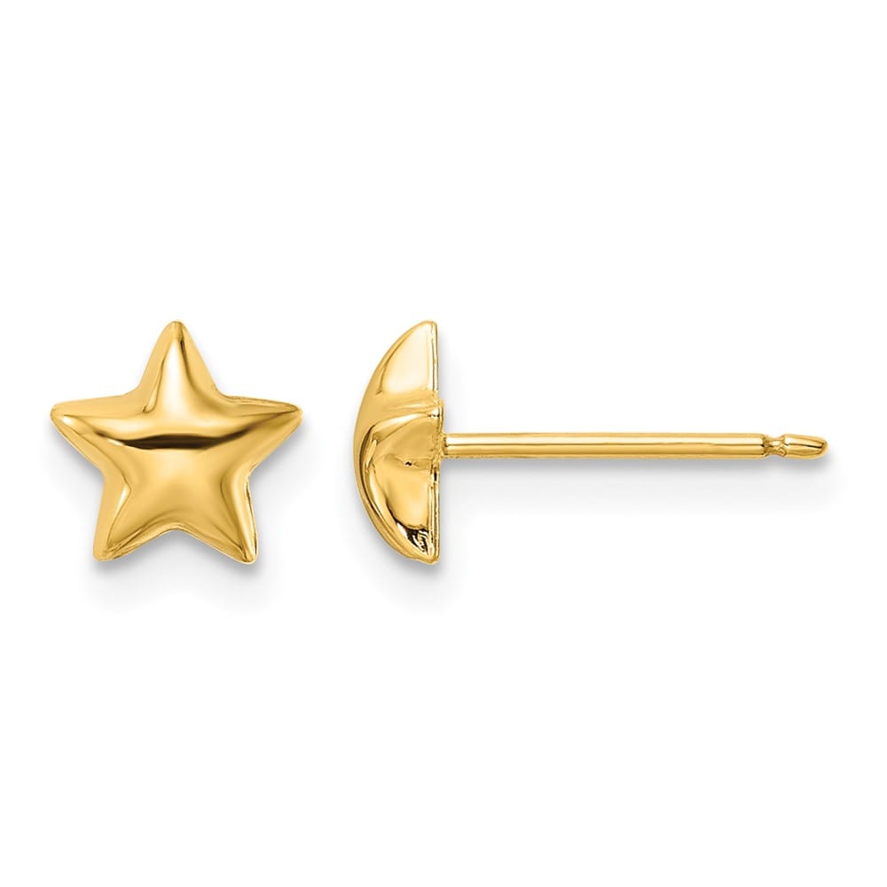 14K Yellow Gold Polished Star Post Earrings, view 1 of 4