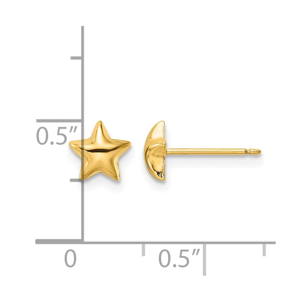 14K Yellow Gold Polished Star Post Earrings, view 4 of 4